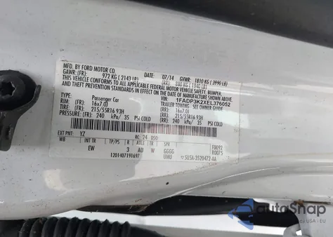 2014 Ford Focus Se from USA, damaged, VIN 1FADP3K2XEL376052